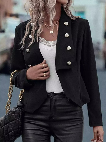 

Plain Urban Wrap Loose Blazer, Black, Blazers