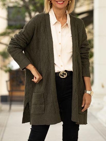 

Wool Loose Others Sweater Coat, Dark green, Clothing
