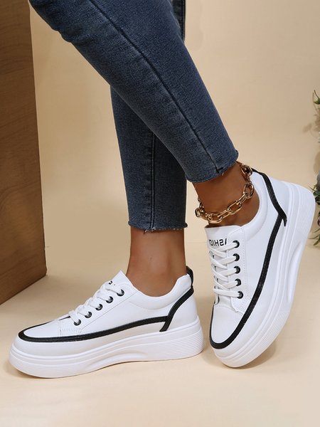 

Split Joint Lace-Up Sneakers, Black, Creepers & Wedges