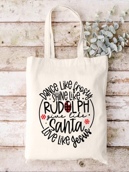 

Dance Like Forsty Santa Love Like Jesus Text Letter Shopping Totes, White, Bags