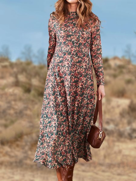 

Floral Casual Loose Dress, Multicolor, Dresses