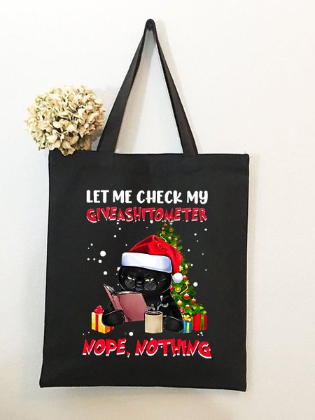 

Let Me Check My Giveashitomether Nope Nothing Christmas Graphic Shopping Tote, Black, Bags