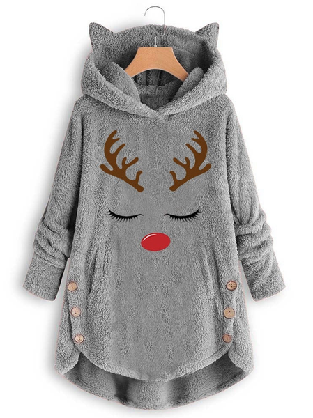 

Casual Christmas Loose Sweatshirts, Gray, Hoodies & Sweatshirts