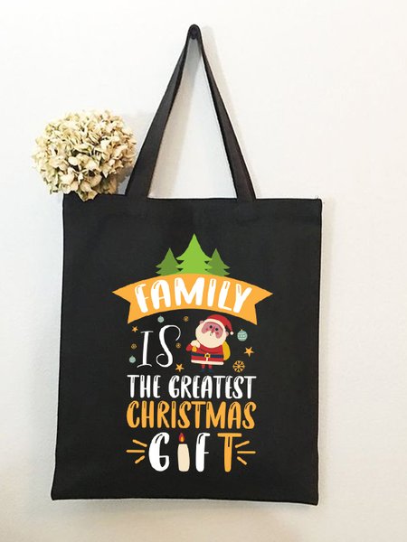 

Family Is The Greatest Christmas Gift Graphic Shopping Tote, Black, Bags