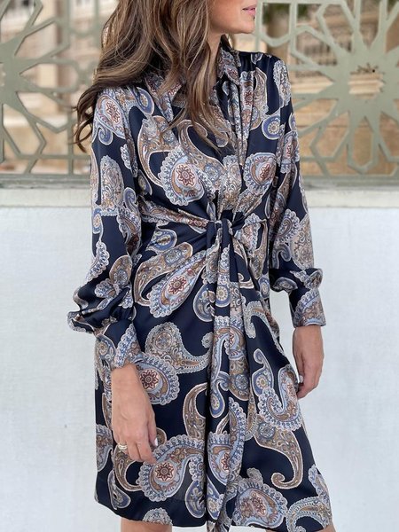 

Paisley Button Down Shirt Dress, Multicolor, Mini Dresses