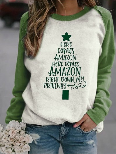 

Text Letters Christmas Tree Raglan Sleeve Crew Neck Sweatshirts, White-green, Sweatshirts & Hoodies