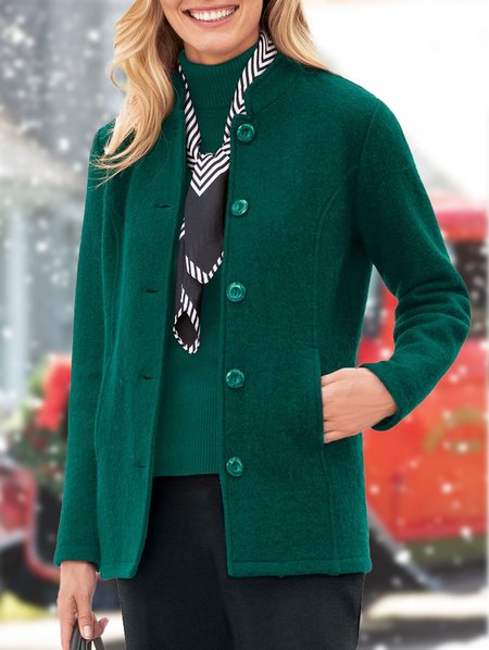 

Plain Loose Casual Other Coat, Green, Coats