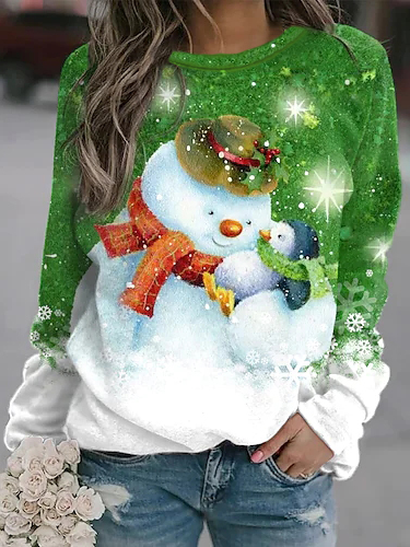 

Christmas Casual Crew Neck Sweatshirt, Green, Sweatshirts & Hoodies