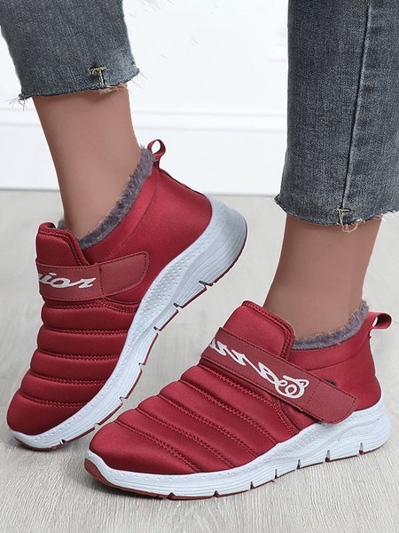 

Casual Velcro Tape Warm Furry Boots, Crimson, Boots