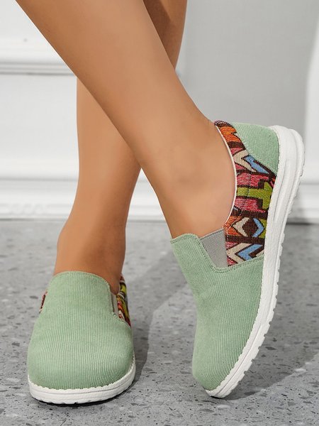

Plus Size Ethnic Split Joint Flats, Green, Shoes