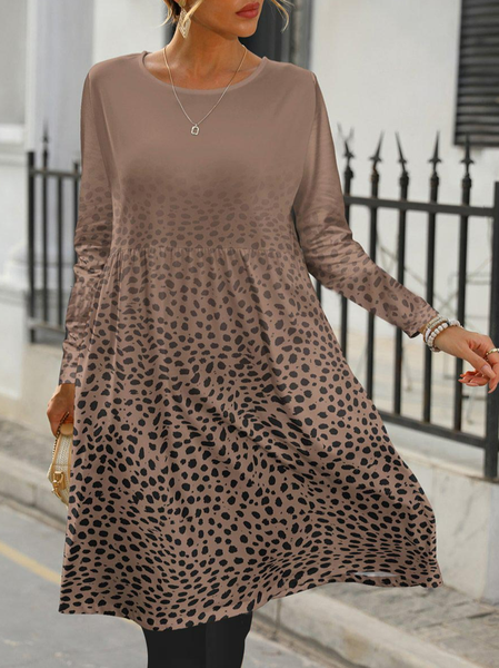 

Now Gradient Leopard Loose Dress, Brown, Dresses