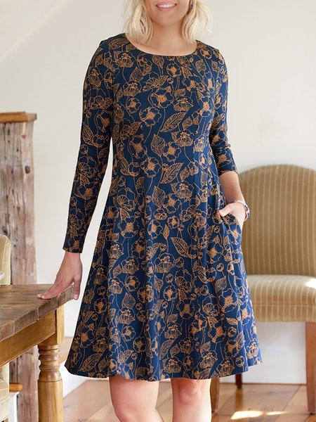 

Fit-And-Flare Etched Floral Dress, Multicolor, Mini Dresses