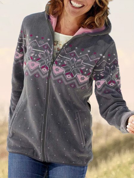 

Geometric Cotton-Blend Casual Jacket, Gray, Coats