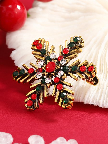 

Christmas Vintage Distressed Diamond Snowflake Pattern Brooch Holiday Party Decorations, Gunmetal, Women Brooches & Pins