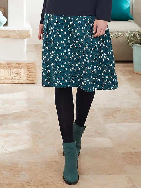 

Geometric Print Elastic Waist Culottes Skirt Leggings, Green, Skirts