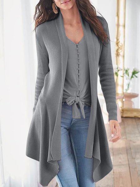 

Others Casual Plain Sweater Coat, Gray, Cardigans