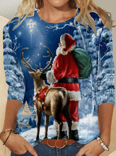 

Womens Santa Christmas Top, As picture, Long sleeves