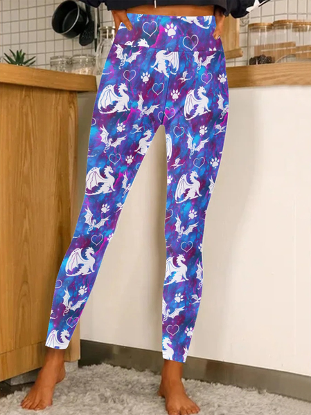 

Lilicloth X Paula Dragon Pattern Women's Tummy Control Leggings, As picture, Leggings