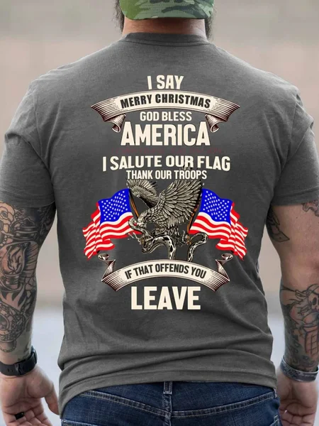 

Men's I Say Merry Christmas America Cotton T-Shirt, Deep gray, T-shirts