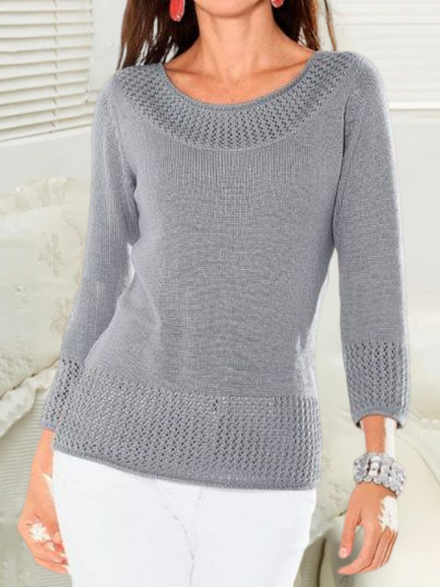 

Casual Crew Neck Wool/Knitting Sweater, Gray, Sweaters & Cardigans