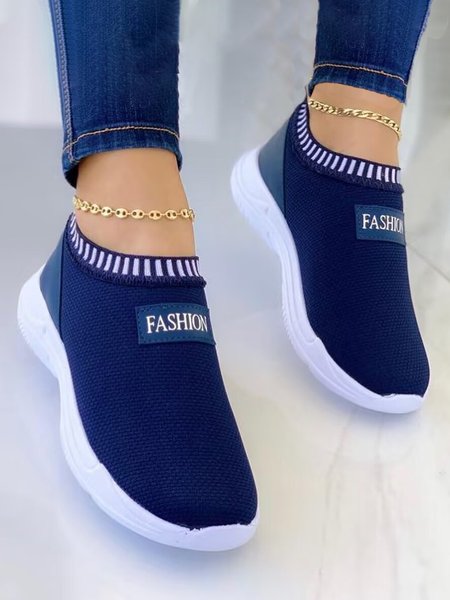 Plus Size Mesh Fabric Slip On Sneakers, Blue, Sneakers