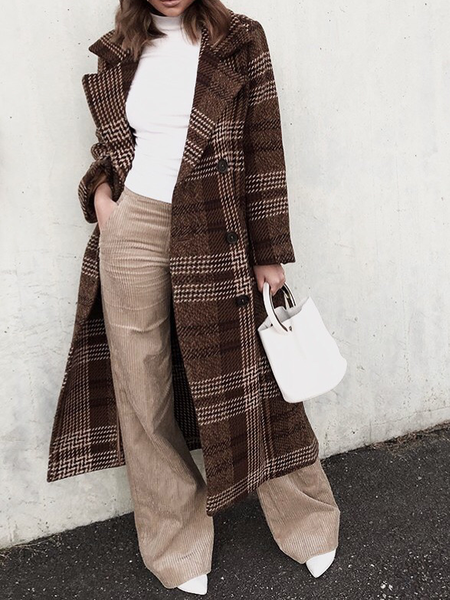 

Urban Lapel Collar Long sleeve Loose Long Overcoat, Brown, Coats