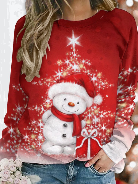 

Women Cotton Casual Raglan Sleeve Christmas Santa Claus Sweatshirt, Red, Hoodies&Sweatshirts
