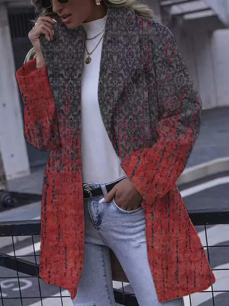 

Ethnic Casual Woolen Shawl Collar Coat, Multicolor, Blazers