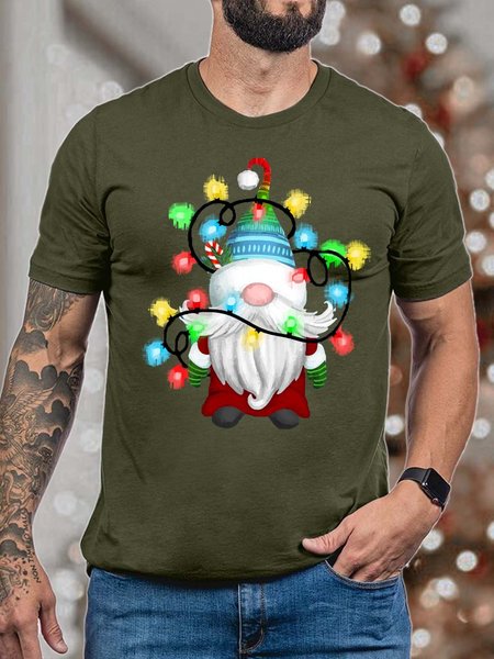 

Men Merry Christmas Gnome Light Casual T-Shirt, Deep green, T-shirts