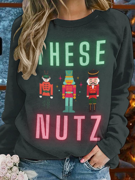 

Lilicloth X Kat8lyst These Nutz Women's Christmas Sweatshirt, As picture, Hoodies&Sweatshirts