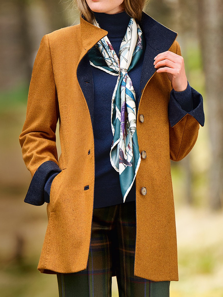 

Green Solid Long Sleeve Pockets V Neck Jacket, Yellow, Jackets