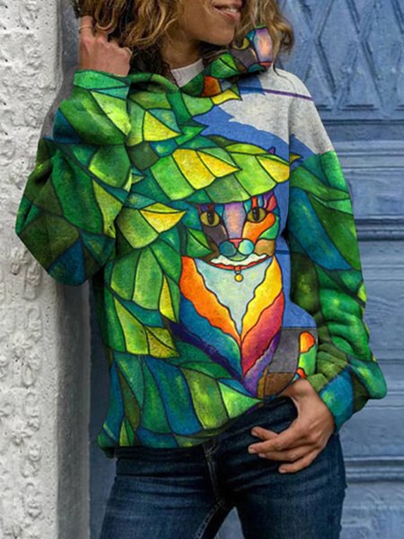 

Loose Cat Casual Sweatshirt, Multicolor, Sweatshirts & Hoodies