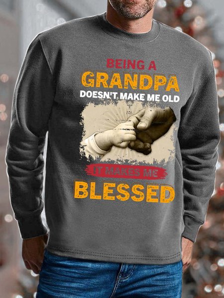

Men Being A Grandpa Doesn’t Make Me Old It Makes Me Blessed Crew Neck Sweatshirt, Gray, Hoodies&Sweatshirts