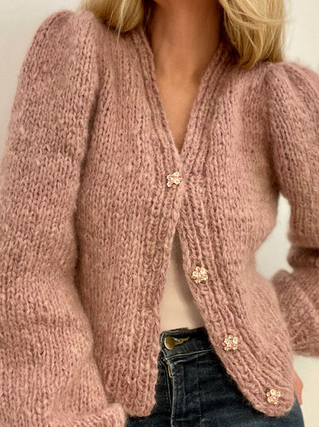 

Casual Regular Fit Wool/Knitting Sweater Coat, Nudepink, Sweaters