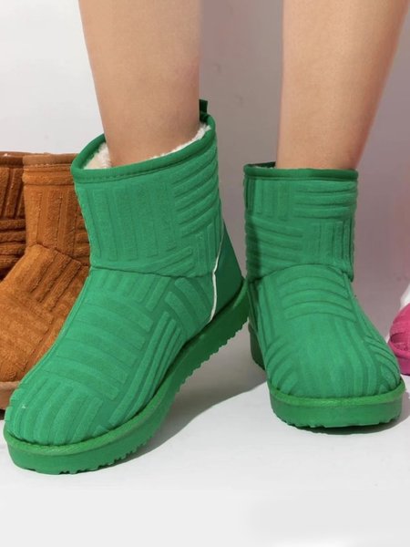 

Fleece Warm Towel Upper Short Boots Snow Boots, Green, Boots