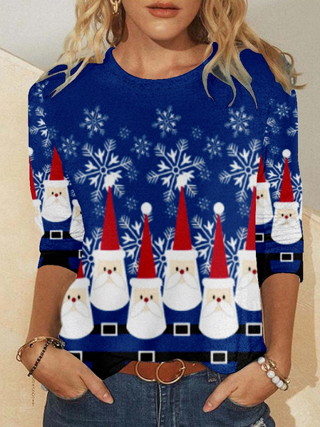 

Women Christmas Santa Claus Regular Fit Long sleeve Top, Blue, Long sleeves