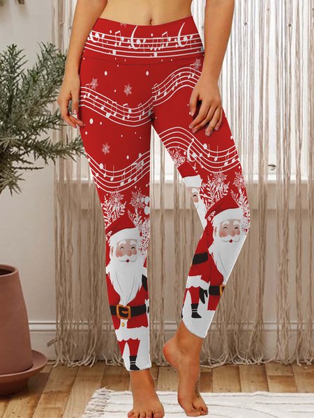 

Women's Christmas Simple Leggings, Red, Leggings