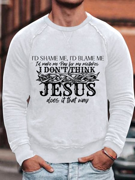 

Mens Jesus Does It That Way Casual Text Letters Sweatshirt, White, Hoodies&Sweatshirts