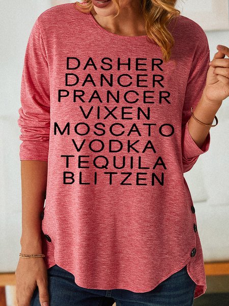

Womens Christmas Alcohol Funny Crew Neck Top, Pink, Long sleeves