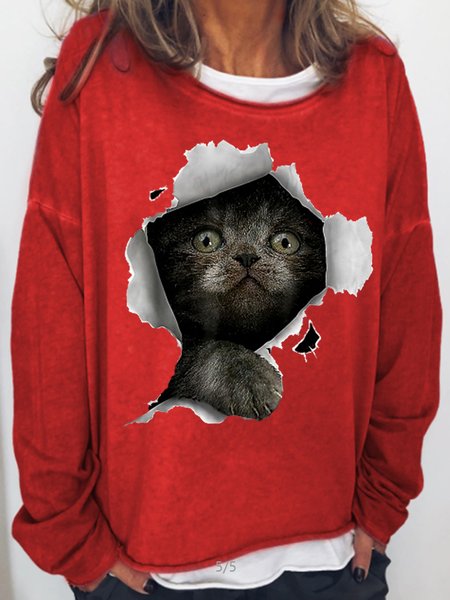 

Womens Funny 3D Black Cat Sweatshirt, Red, Hoodies&Sweatshirts