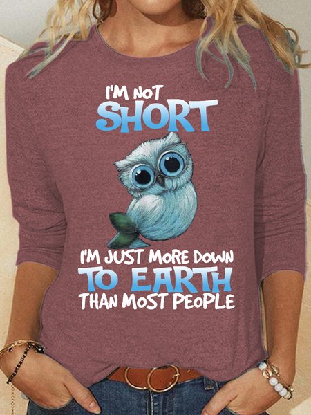 

Womens Funny Short Girl Crew Neck Top, Rose red, Long sleeves
