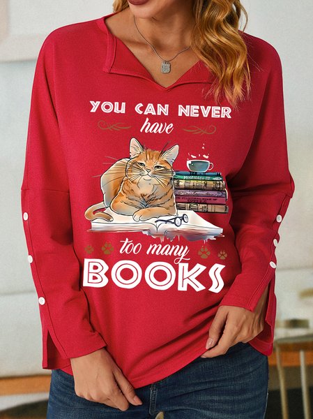 

You Can Never Have Too Many Books Women's Shawl Collar Sweatshirt, Red, Hoodies&Sweatshirts