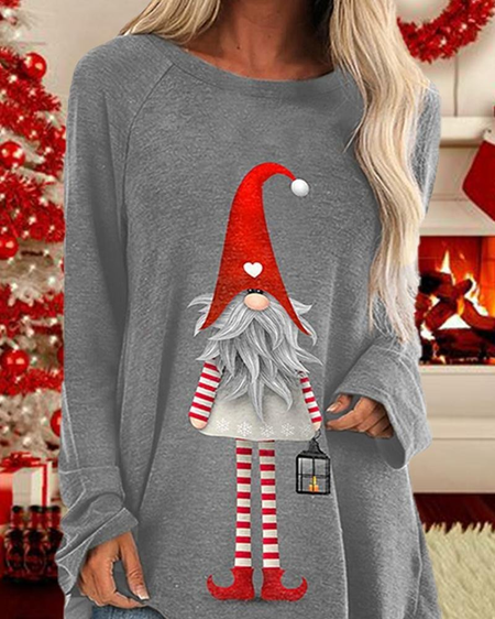

Christmas Casual Crew Neck T-Shirt, Gray, T-Shirts