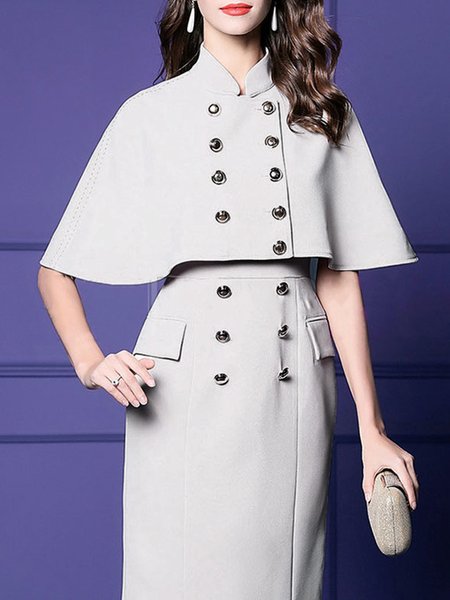 

Regular Fit Elegant Plain Other Coat, White, Kimonos