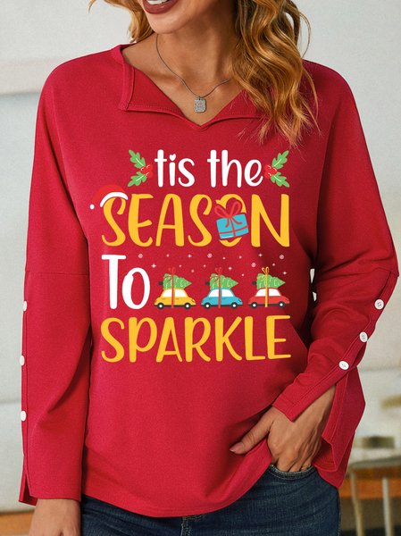 

Lilicloth X Jessanjony Tis The Season To Sparkle Women's Shawl Collar Sweatshirt, Red, Hoodies&Sweatshirts