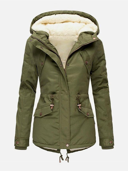 

Casual Plain Teddy Jacket, Green, Coats