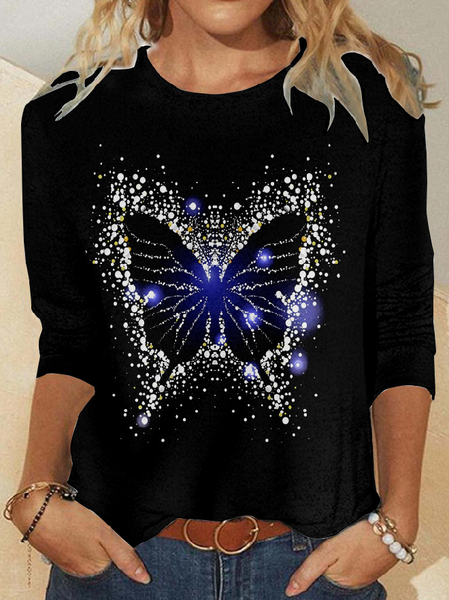 

Womens Butterfly Light Top, As picture, Long sleeves