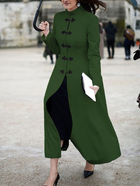 

Urban Long Sleeve Plain Regular Fit Overcoat, Green, Coats