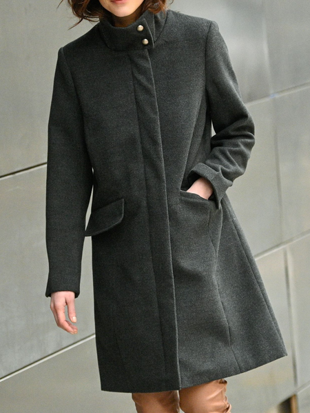 

Casual Turtleneck Plain Overcoat, Gray, Coats