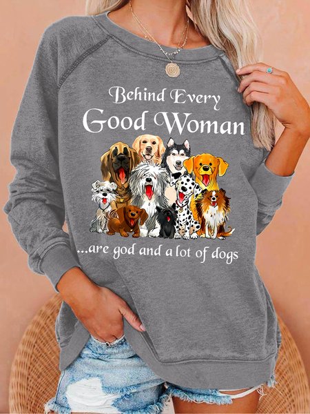 

Womens Dog Lover Casual Sweatshirt, Gray, Hoodies&Sweatshirts